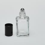 1 oz (30ml) Short Square Clear Glass Bottle with Stainless Steel Roller and Color Caps