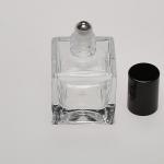 1 oz (30ml) Cube-ShapedClear Glass Bottle (Heavy Base Bottom) with Stainless Steel Rollers and Color Caps
