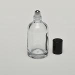 1.7 oz (50ml) Barrel-Style Clear Glass Bottle (Heavy Base Bottom) with Stainless Steel Rollers and Color Caps