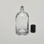 3.4 oz (100ml) Barrel-Style Clear Glass Bottle (Heavy Base Bottom) with Stainless Steel Rollers and Color Caps