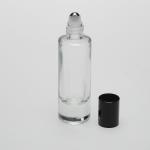 1 oz (30ml) Slim Clear Glass Cylinder Bottle (Heavy Base Bottom) with Stainless Steel Rollers and Color Caps