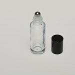 1/2 oz (15ml) Deluxe Cylinder Bottle Clear Glass with Stainless Steel Rollers and Color Caps