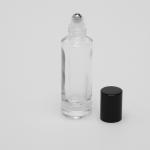 1 oz (30ml) Deluxe Cylinder Bottle Clear Glass (Heavy Base Bottom) with Stainless Steel Rollers and Color Caps
