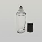1 oz (30ml) Deluxe Tower-Shaped Clear Glass Bottle (Heavy Base Bottom) with Stainless Steel Rollers and Color Caps