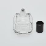 2 oz  (60ml) Super Deluxe Globe-Cut Clear Glass Bottle (Heavy Base Bottom) with Stainless Steel Rollers and Color Caps