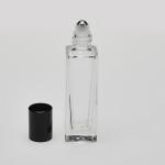 1 oz (30ml) Deluxe-Sharp Square Clear Glass Bottle (Semi-Heavy Base Bottom) with Stainless Steel Rollers and Color Caps