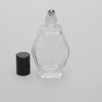 2 oz (60ml) Diamond Cut Clear Glass Bottle with Stainless Steel Rollers and Color Caps