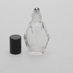 1 oz (30ml) Diamond Cut Clear Glass Bottle with Stainless Steel Rollers and Color Caps