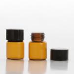 2ml (16mm x 23mm)  Amber Glass Vials with Orifice Reducers and Black Caps